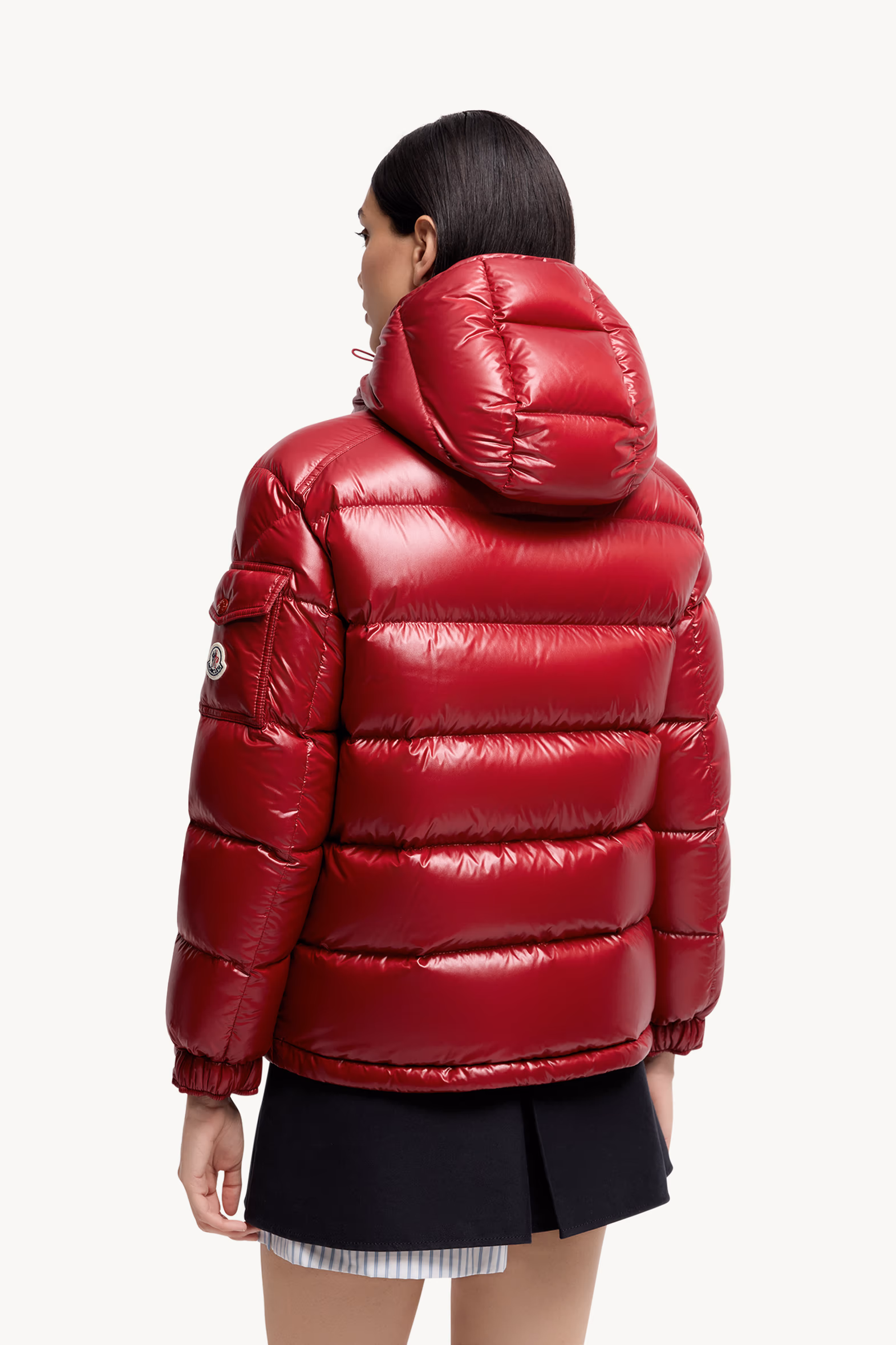 Maire Hooded Short Down Jacket Women Burgundy Moncler 5